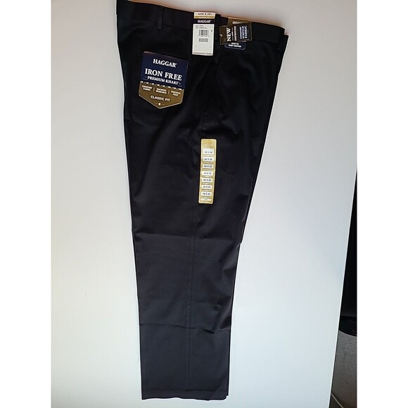 Haggar Iron Free Premimum Khaki Pants Black Size 40x29 Classic Fit - Picture 1 of 4